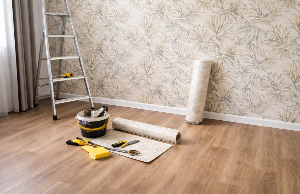 Pose de tapisserie et lino par l'entreprise Maxi Service à Anould